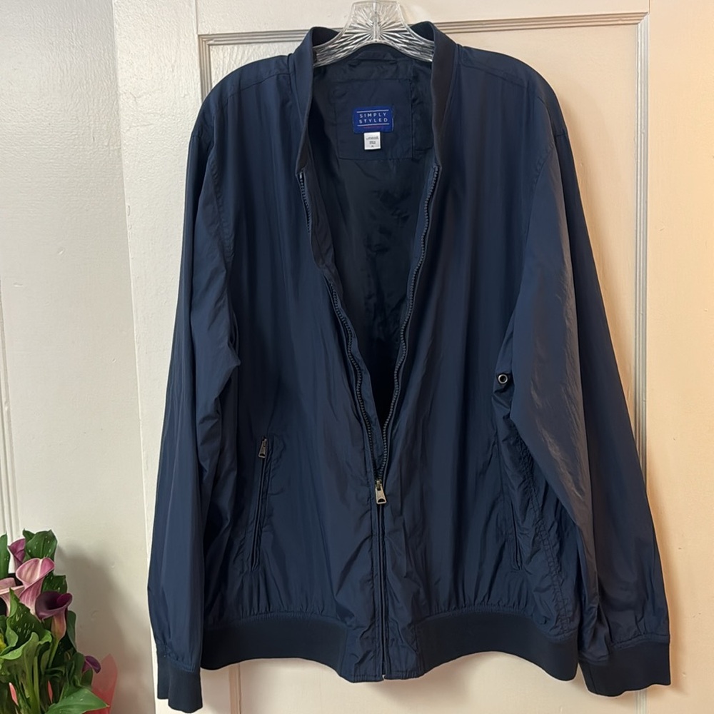 SIMPLY STYLED Lightweight Navy Blue Windbreaker Jacket Sz XL - Picture 5 of 12